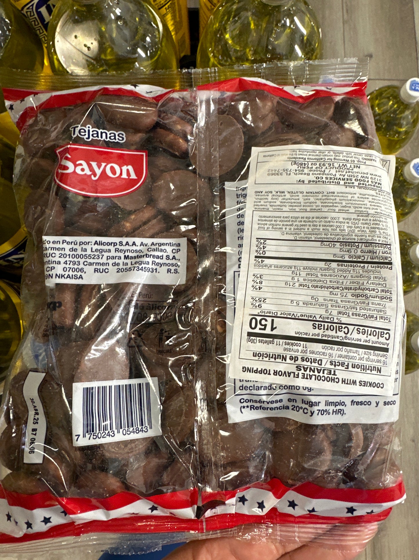 Tejanas Sayon galleta covertura Sabor a chocolate 480g